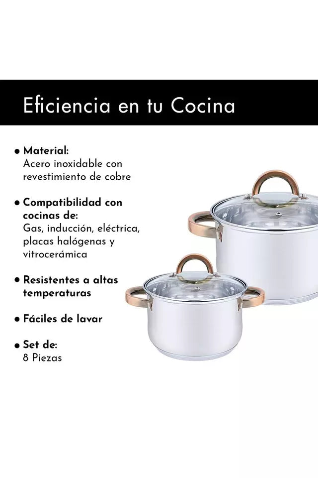 Bateria 8 Piezas Acero Inoxidable Haus Roland Berlin Hr133-2 Plateado