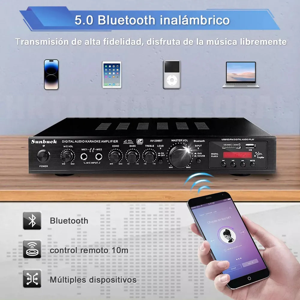 Amplificador Digital Audio Karaoke Starlock Av-298bt Negro
