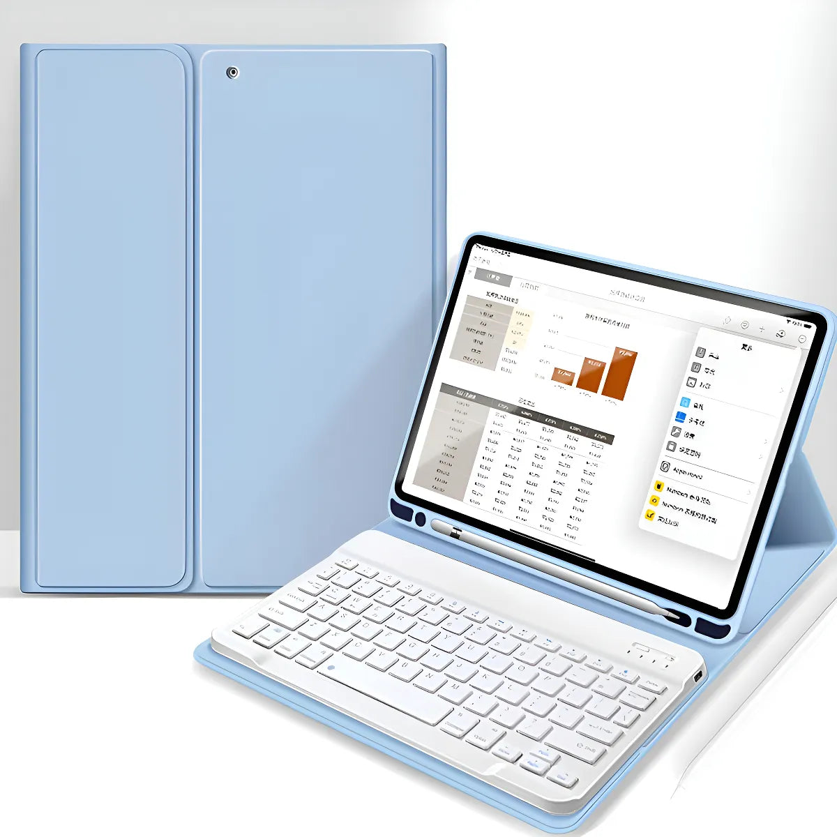Funda Premium con Teclado Inalámbrico para iPad Air 5ta Generación 10.9, Celeste