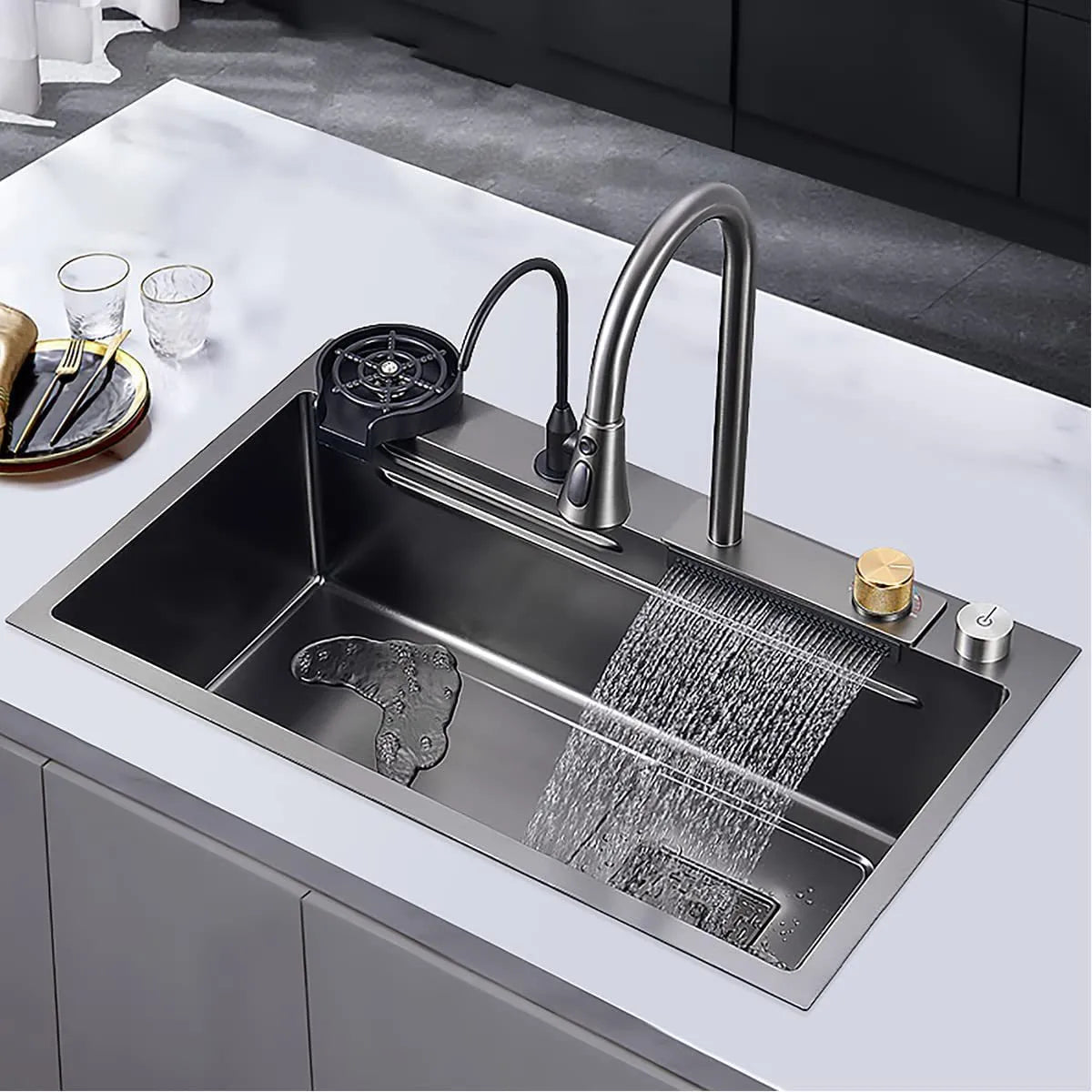Fregadero De Cocina Multifuncional Avanzado Cabalaos 80x45cm Gris