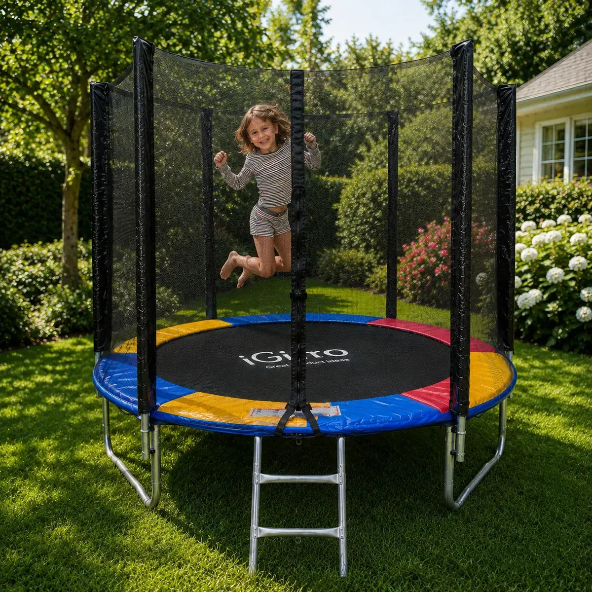 Cama Elástica con Malla y Escalera 2.44 m IGPRO IGCEME-8IG
