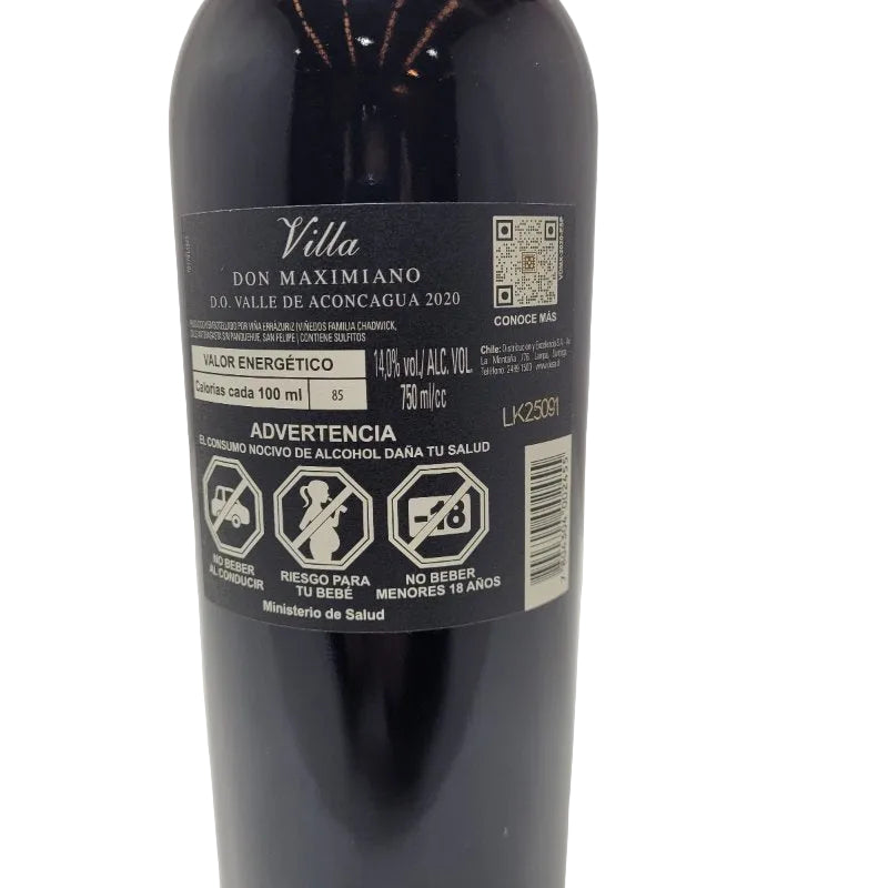 Vino Tinto Villa Don Maximiano Errazuriz Ensamblaje Valle de Aconcagua 750ml