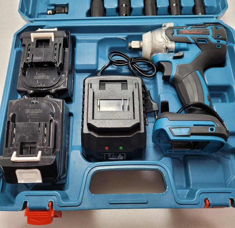 Kit Llave De Impacto Blue Island Con Accesorios Azul 128v