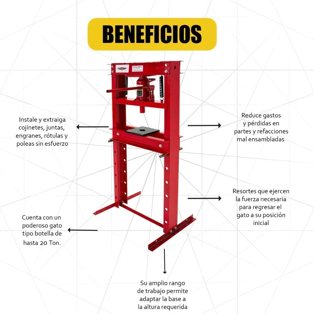 Prensa Hidráulica 20 Toneladas Gutstark 458003 MKZ-PRENS20TNA, Rojo