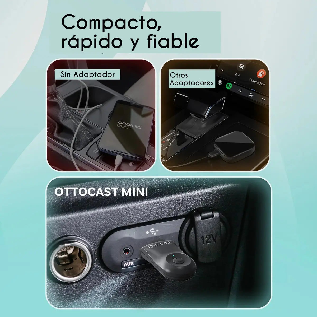 Adaptador Inalámbrico Ottocast 2 en 1 USB CarPlay Android Auto WiFi