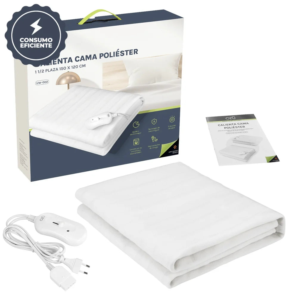Calienta Cama Poliester Ozu Uw-002 Blanco 1/2 Plazas 150x120 cm