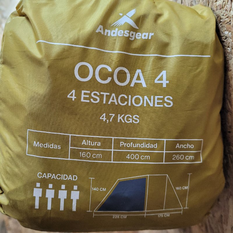 Carpa Acampar 4 Personas Andesgear Ocoa 4 Estaciones Amarillo