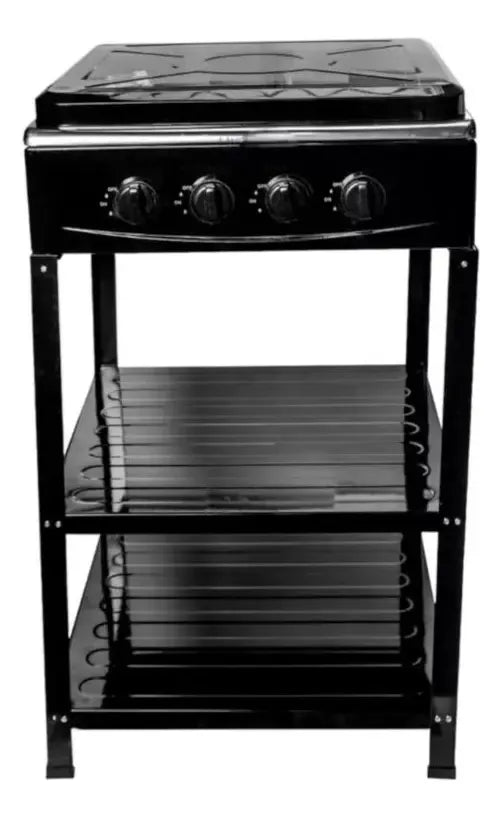 Cocina encimera a Gas 4 Quemadores con Repisas Boko GL-004, Negro