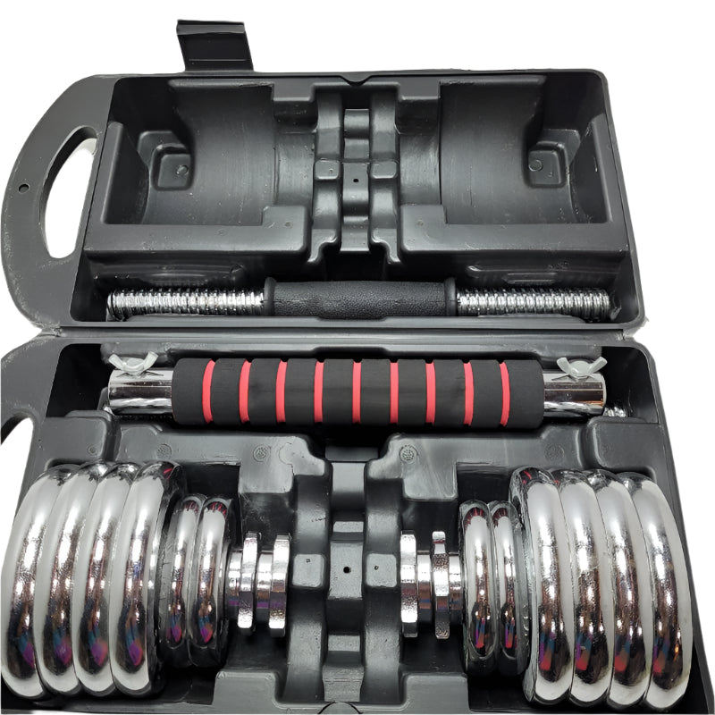 Set De Mancuernas Y Barras York Fitness Maletin 15kg Negro