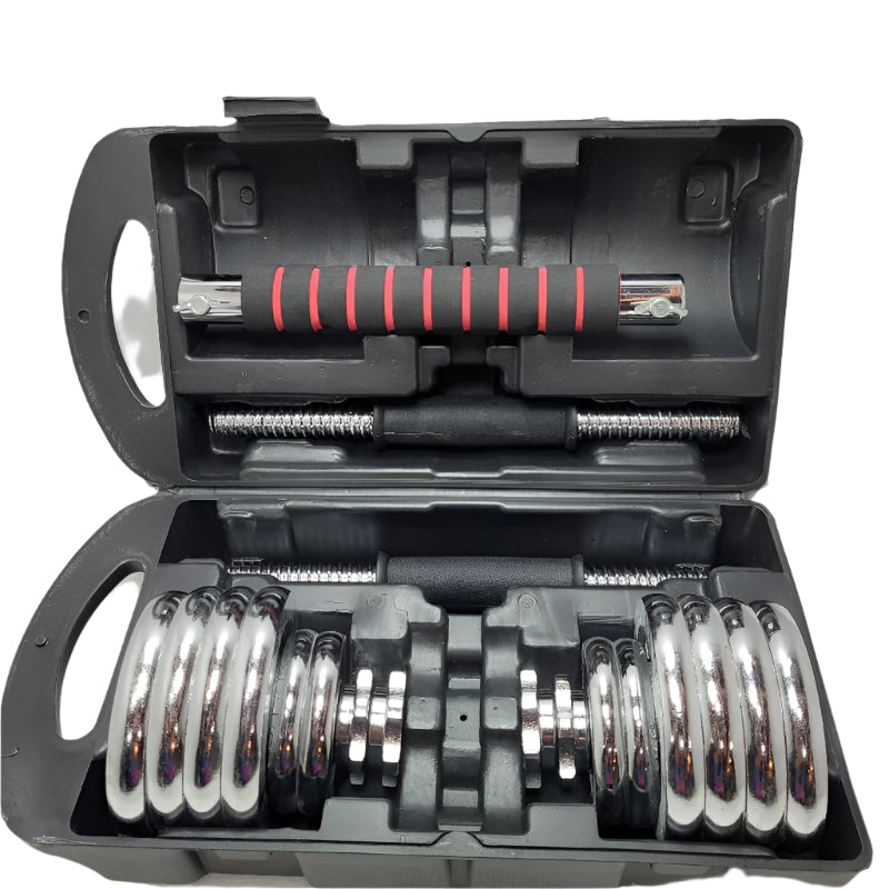 Set De Mancuernas Y Barras York Fitness Maletin 15kg Negro