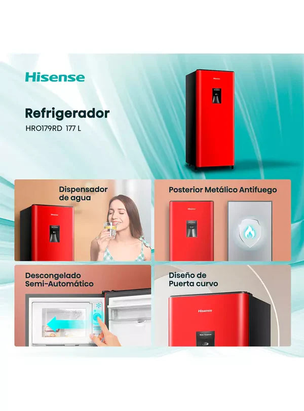 Refrigerador Hisense HRO179RD Rojo 177 Litros