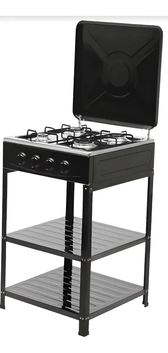 Cocina encimera a Gas 4 Quemadores con Repisas Boko GL-004, Negro