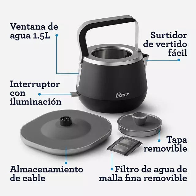 Hervidor Eléctrico Premium Oster Bvstkt4510b Gris 1.5L
