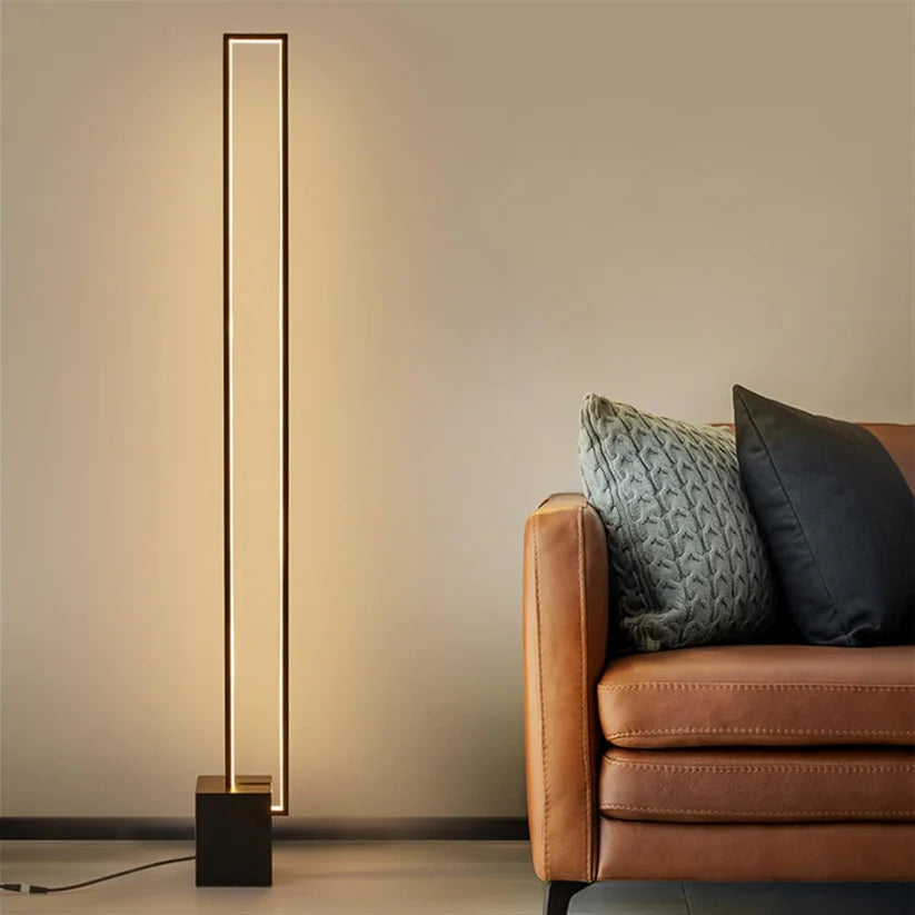 Lampara De Pie Led Santu Rectangular Negro