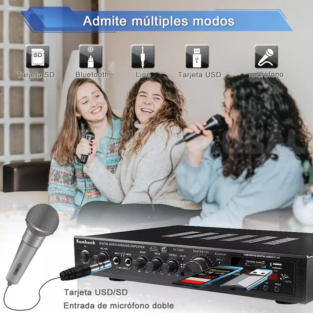 Amplificador Digital Audio Karaoke Starlock Av-298bt Negro