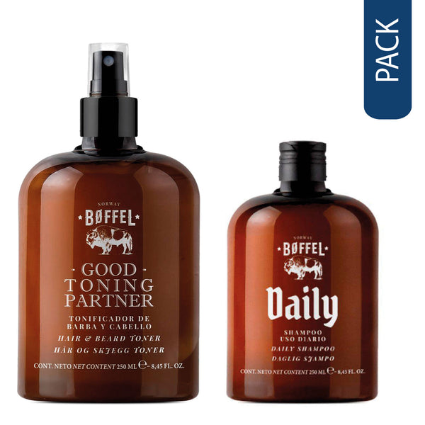Pack de boffel hair and beard toner y shampoo para uso diario 250ml