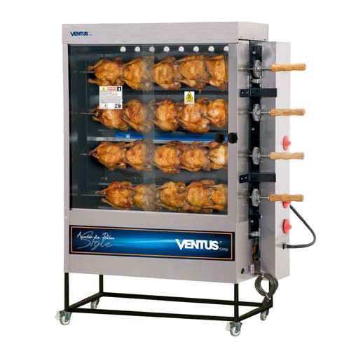 Asador De Pollo 4 Quemadores Tubular Ventus Pr-623N Negro