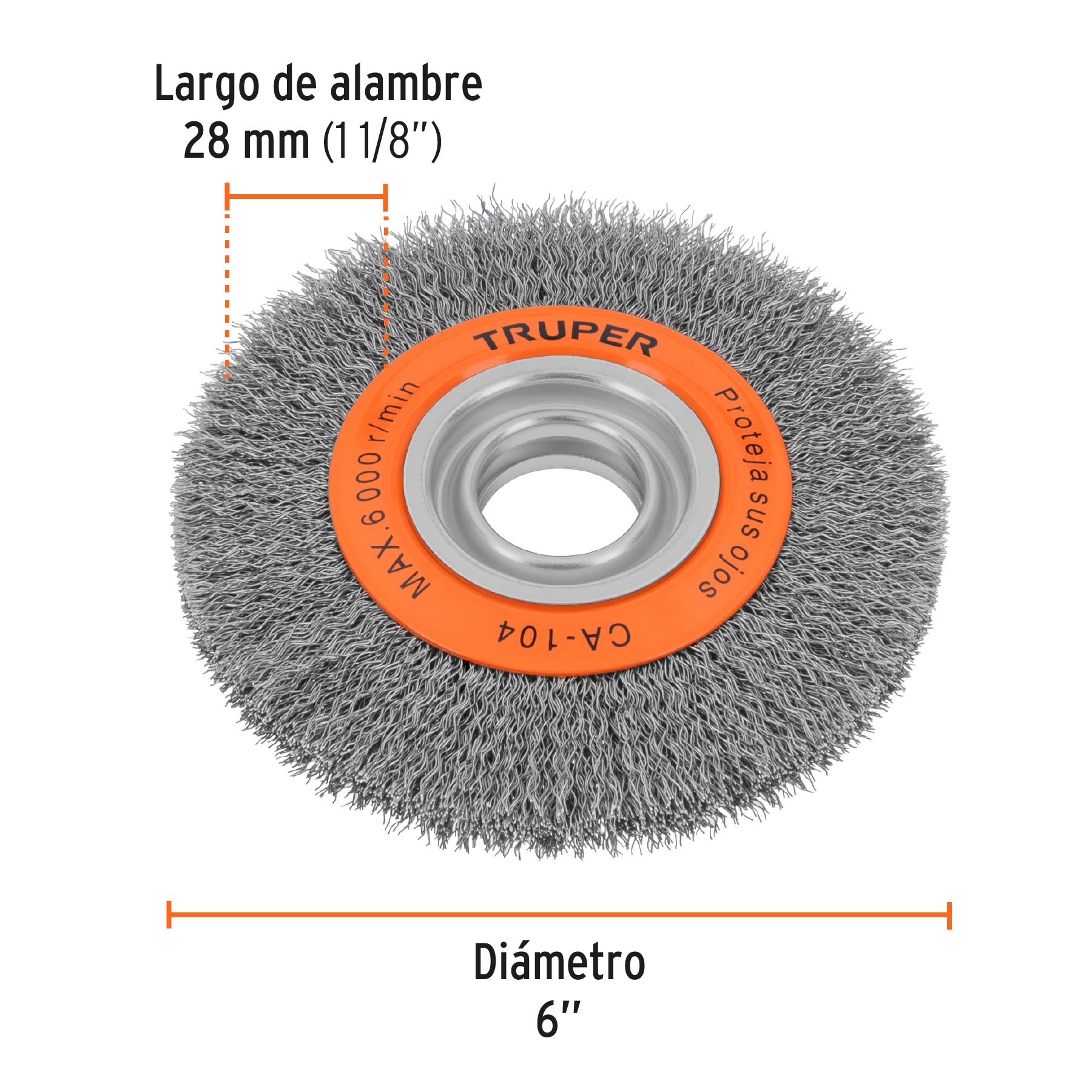 Carda alambre ondulado 6" x 3/4" para esmeril, Truper [Open box] [Wl]