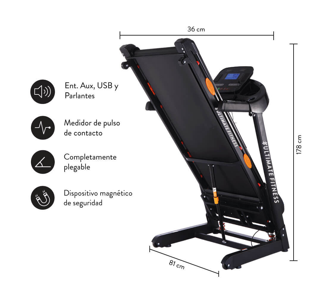 Trotadora Electrica Ultimate Fitness E500 Pro Negro