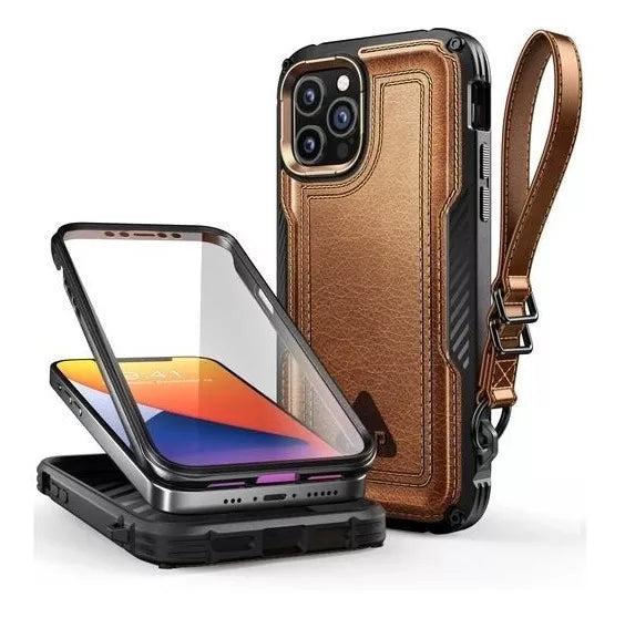 Funda De Cuero Supcase De Cuero Resistente Para IPhone 12 Pro De 6.1 Marrón