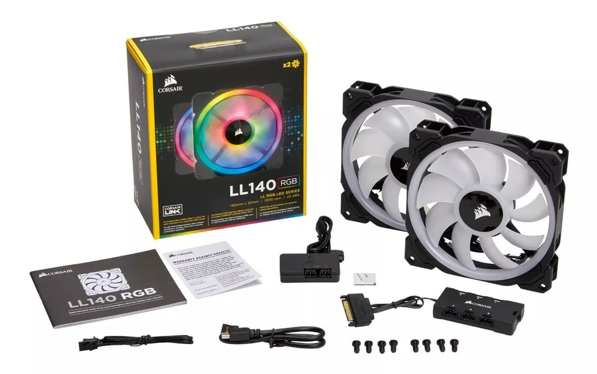 Kit De 2 Ventiladores Corsair Ll140 Rgb 140mm 16 Led Rgb Pwm