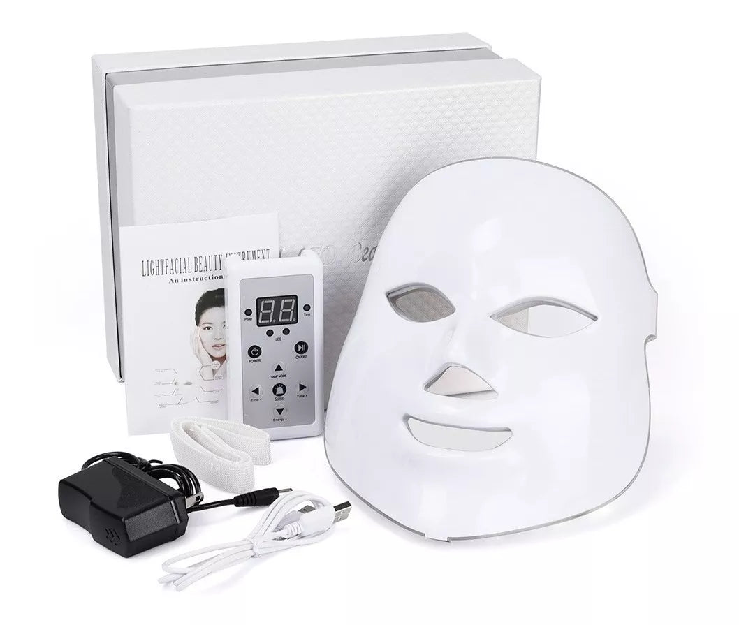 Mascarilla Facial Electrica Beauty  Mask Luz Led 7 Colores Blanco