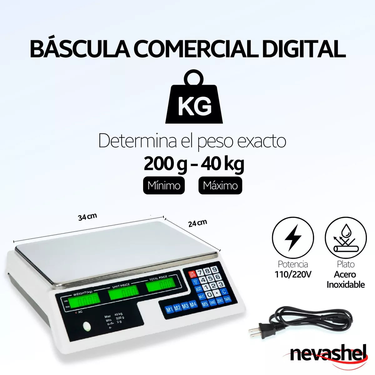 Bascula Comercial Digital 40kg [Open box] [Ml2]