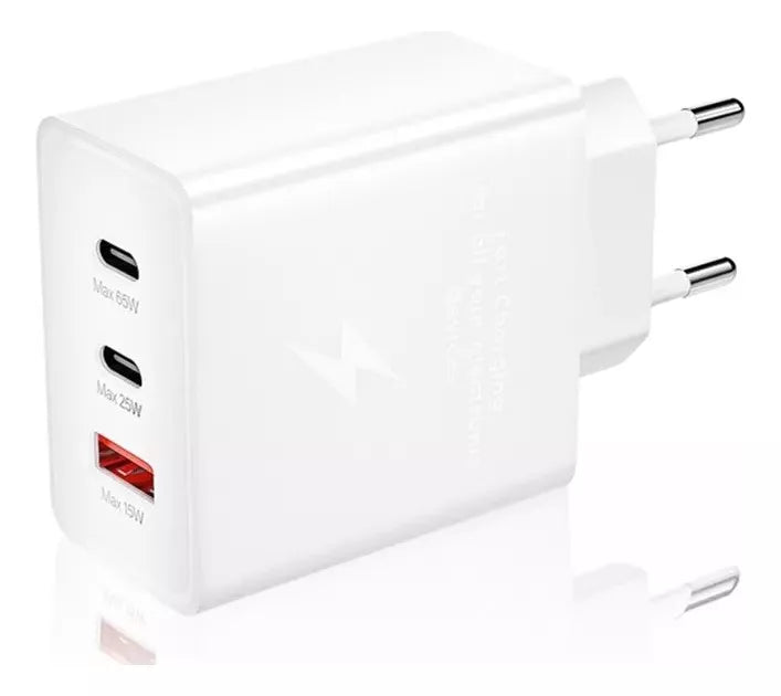 Cargador Trio De Carga Genérico Sin Cable Blanco 65W