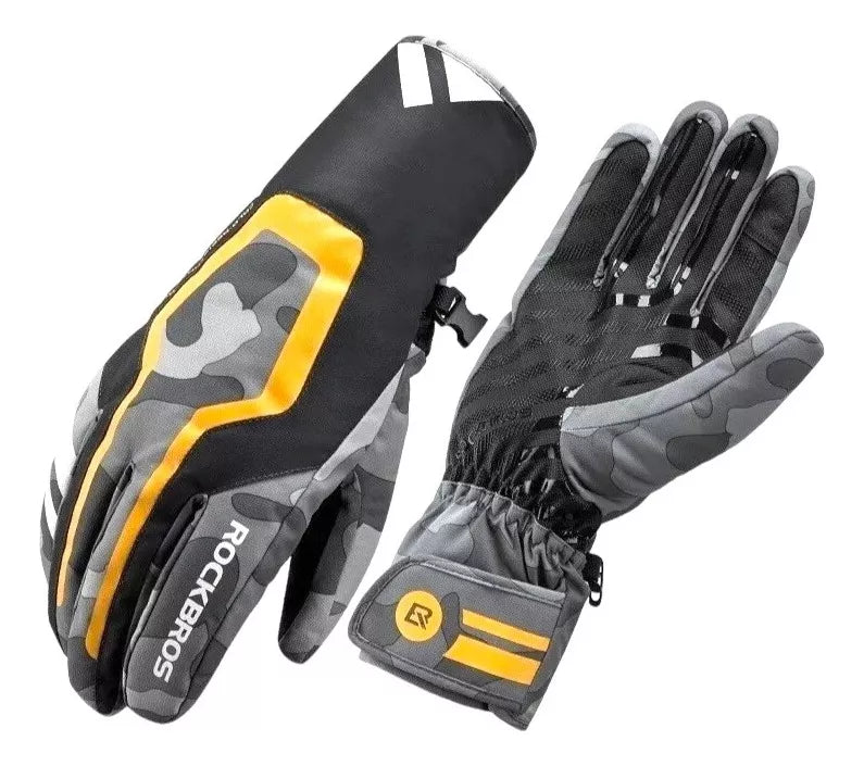 Guantes Invierno Termicos Rockbros Touch Ciclismo Esqui Moto Gris M