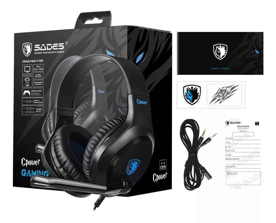 Audífono Diadema Gamer Sades Cpower Azul.