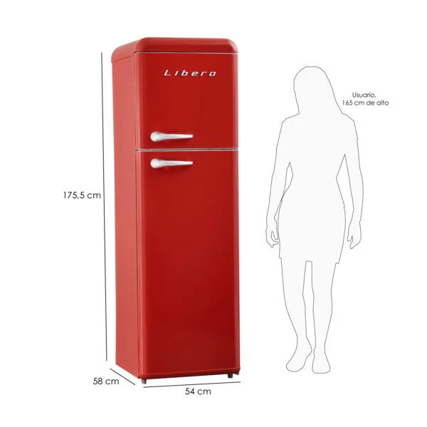 Refrigerador Retro Libero Lrt-280Dfrr Rojo 239 Lts