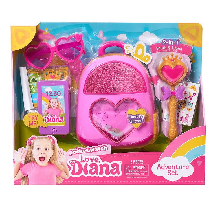 Love Diana Adventure Set, set de juego de rol de 5 piezas, rosa Just Play Just Play