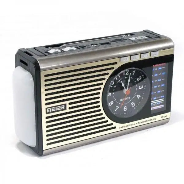 Radio Fm Meier M-U41 Con Linterna / Usb/Pantalla Analógica, Gris