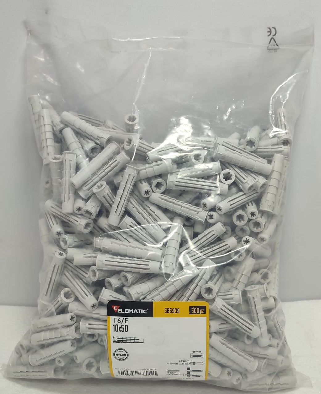 Tarugo De Expansión Nylon Elematic 565939 T6/E 10X50 Gris 500 Unidades