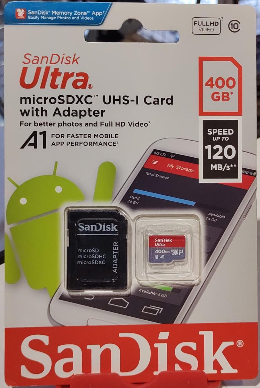 Tarjeta de memoria SanDisk 400GB Ultra UHS-I microSDXC con adaptador SD [Open box] [Ml2]