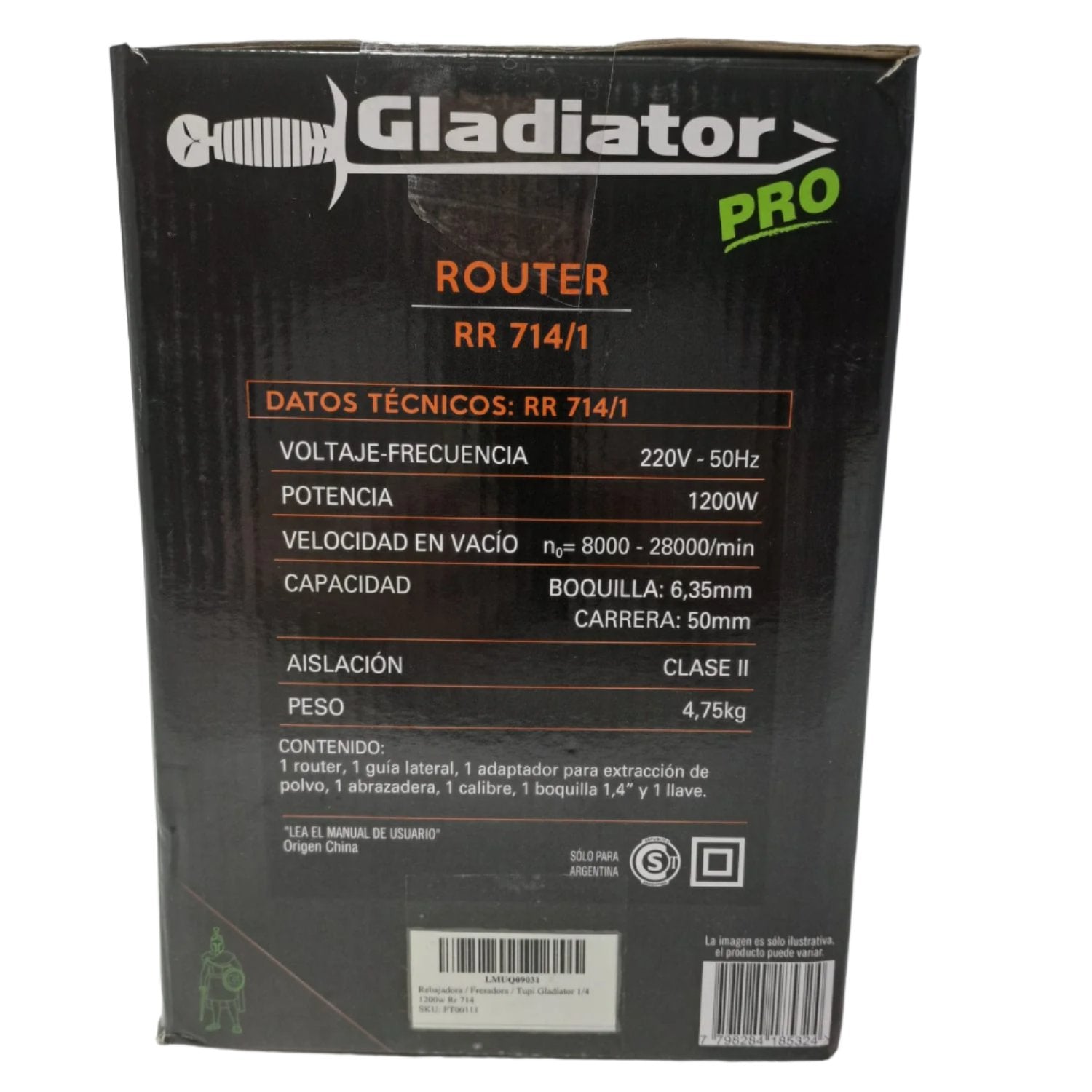 Fresadora Router Gladiator Pro Rr714/1 Negro