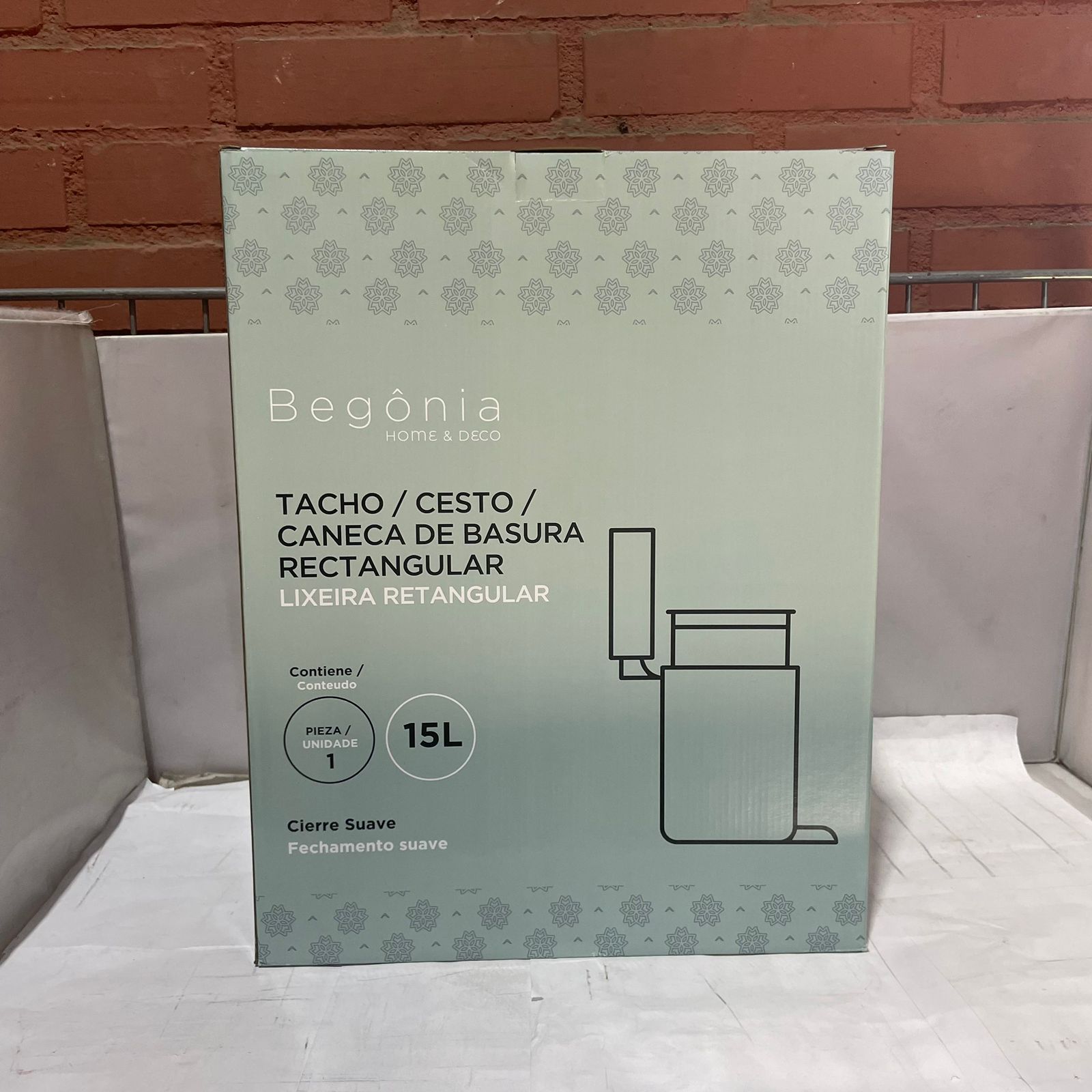 Basurero Rectangular Begonia Cierre Suave Inox  [Openbox]