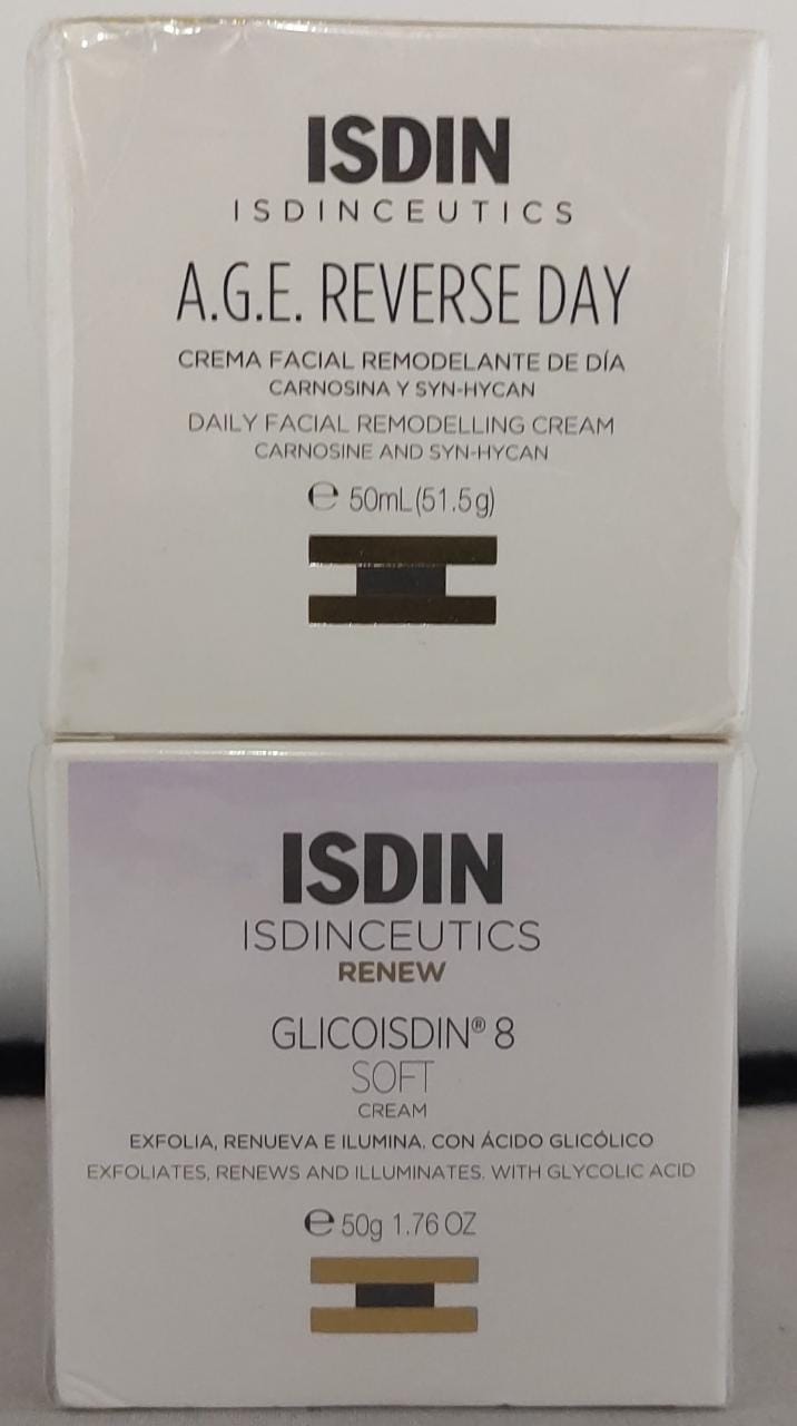 Pack 2 cremas isdin glucosidin 8 soft + renew glicosidin 15 moderate 50ml