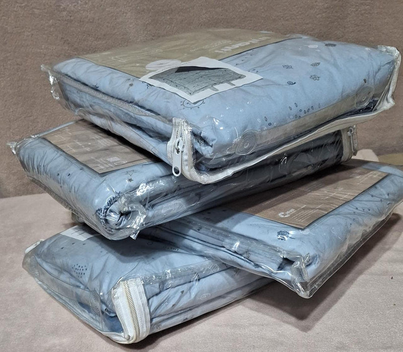 Pack de 4 set de cuna colecho cobertor y sábanas celeste