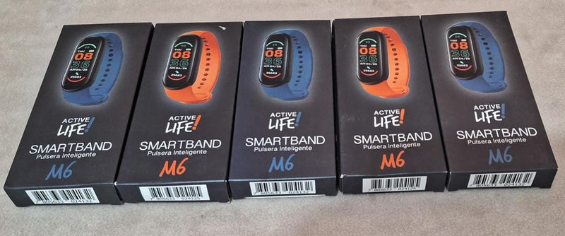 Pack de 5 relojes inteligente smart band m6 azul y rojo active life