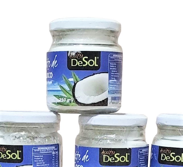 Pack 9 aceites de coco extra virgen  DeSol (250cml, 450ml)