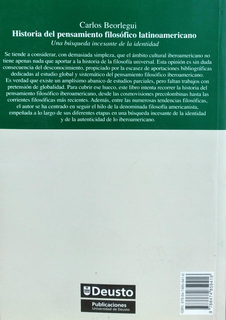 Historia Del Pensamiento Filosofico Latinoamericano Deusto Publicaciones Tercera Edicion