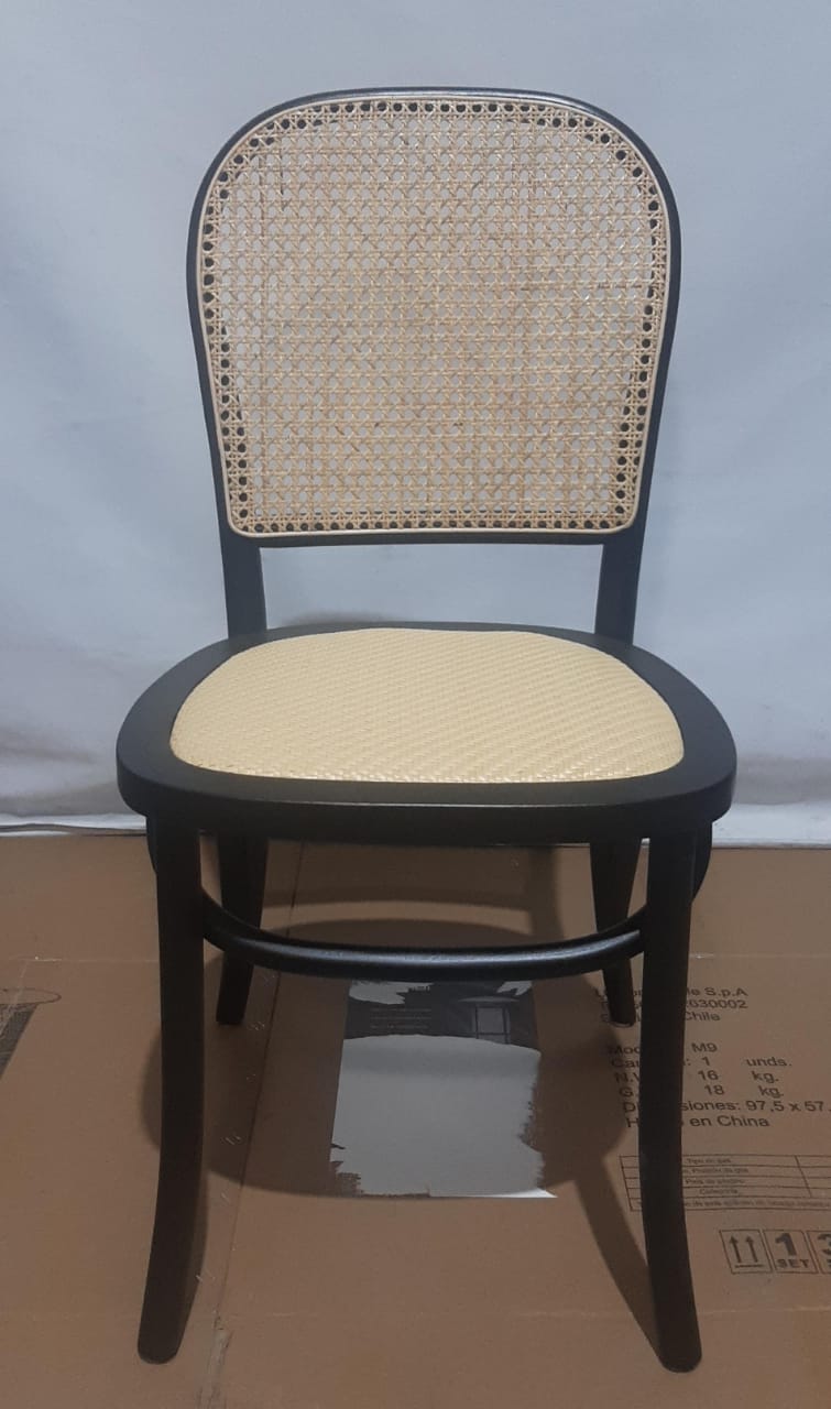 Silla De Comedor Klik Hoffman O Lombardia Madera Rattan Negro