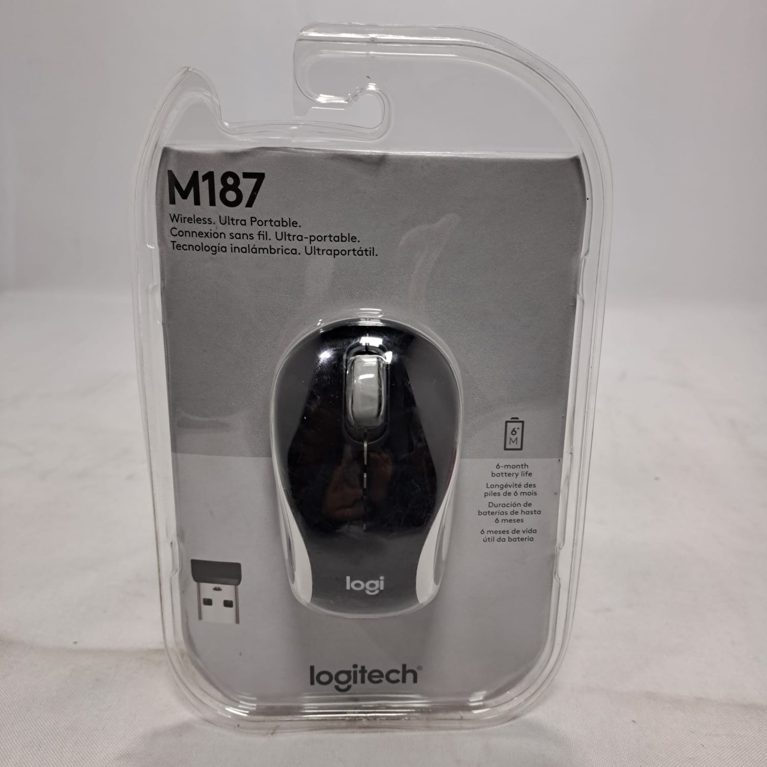 Mini Mouse Inalambrico Logitech M187 Negroo-Blanco