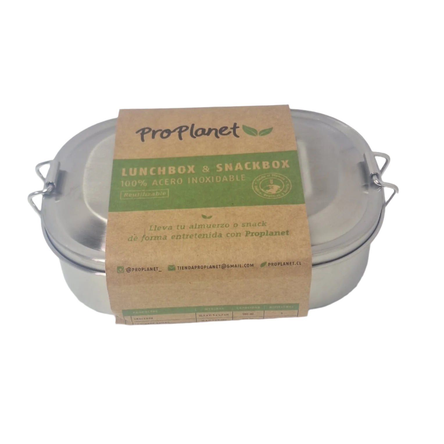 Contenedor Acero Inoxidable Proplanet Lunchbox Y Snackbox 16X11X4 500 Ml