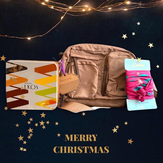 SET REGALO AMIGO SECRETO 10 CAJA METALICA EKOS / PAÑUELO ID / BOLSO TATIENNE 3