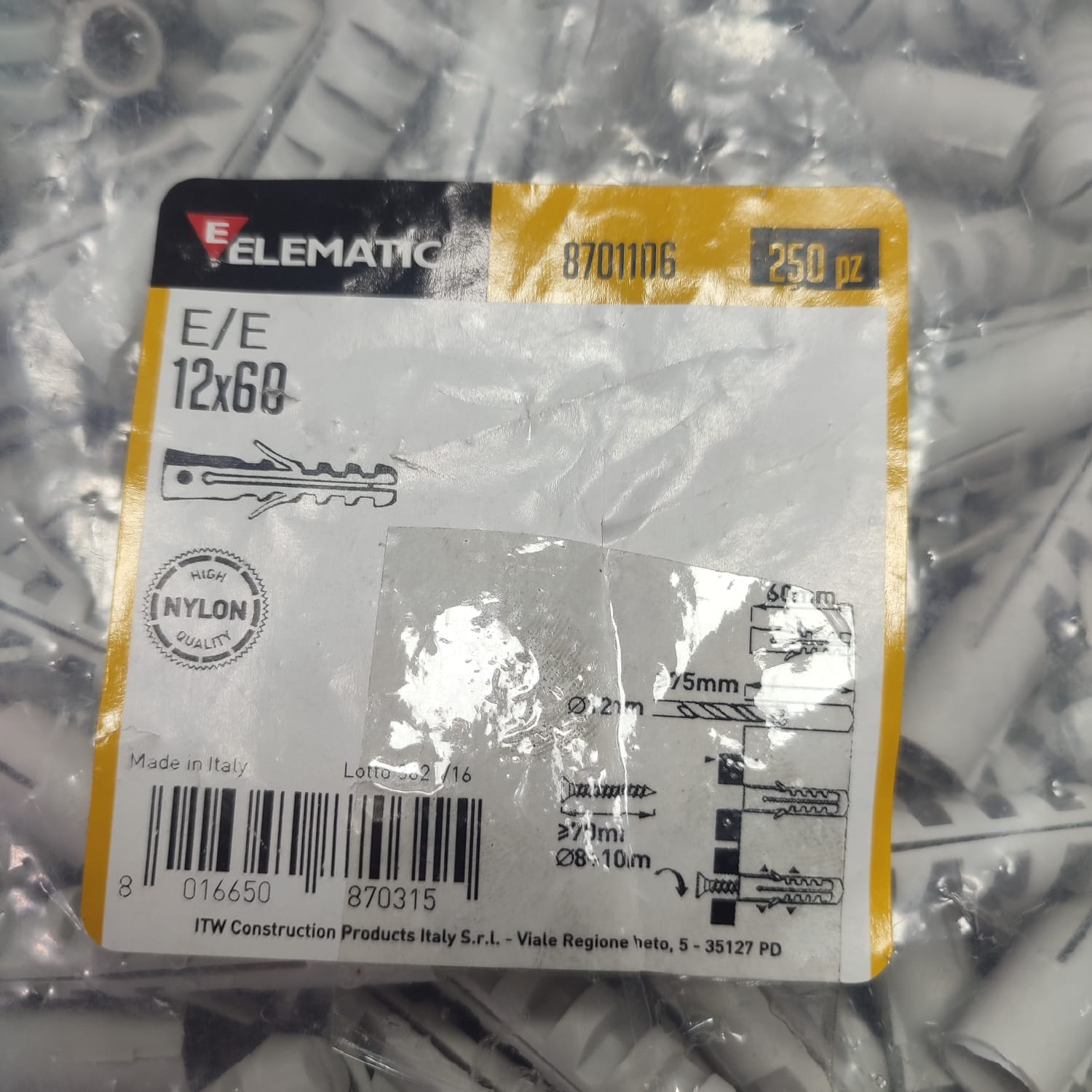 Tarugo De Expansión Nylon Elematic 8701106 E/E 12X60 Gris 250