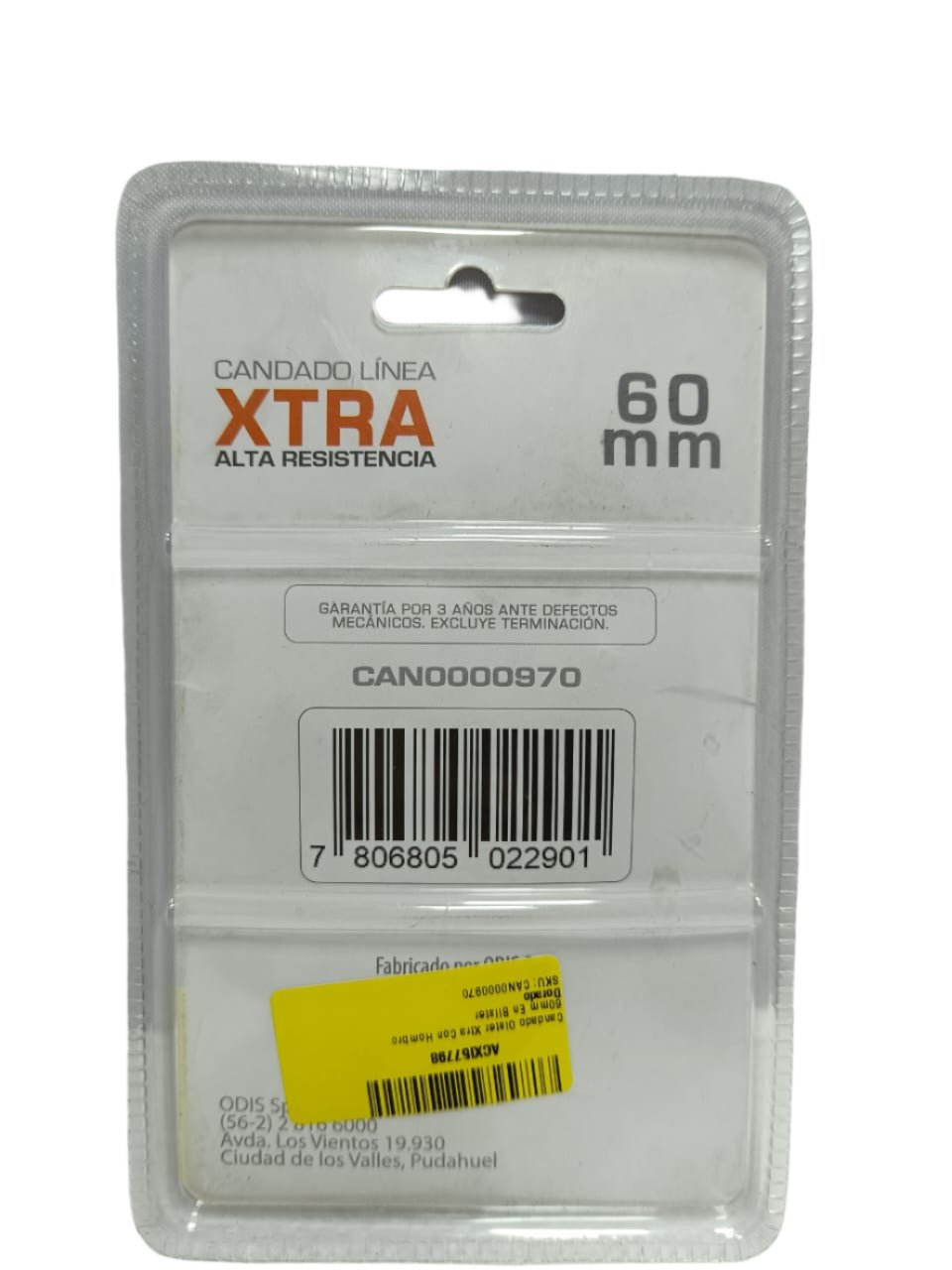 Candado Oister Xtra Con Hombro 60mm En Blister Dorado