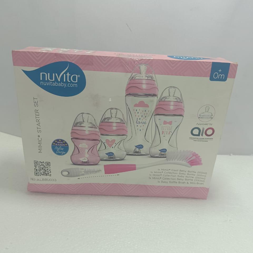 Set De Mamaderas 4 Un+Limpia Mamadera Nuvita Nu-Albbu033 Rosado 0+M