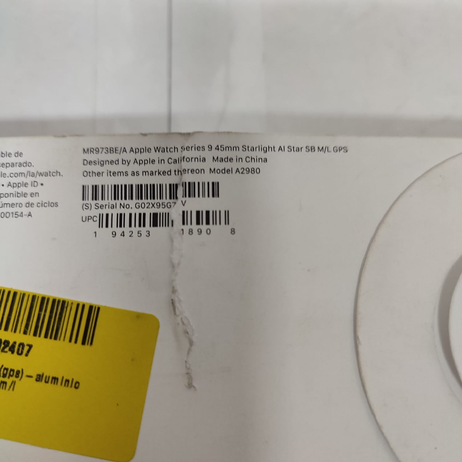Reloj Apple Watch Series 9 A2980 Starlight All Star 45mm (M/L)